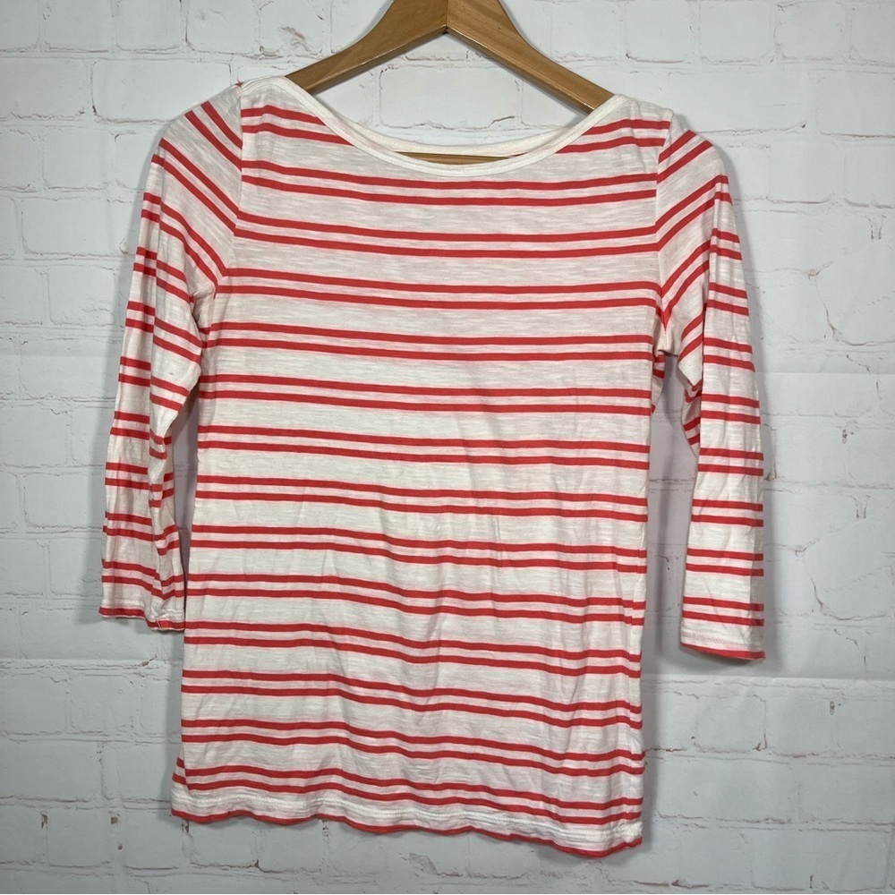 LOFT Voyage Tee Shirt Womens Size XS Striped Pink Pullover Round Neck
